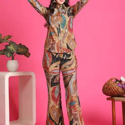 Claura Printed Chanderi Silk Top & Trousers-16