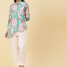 FASHOR Floral Printed Mandarin Collar Shirt With Trousres Co-Ords-picture-16