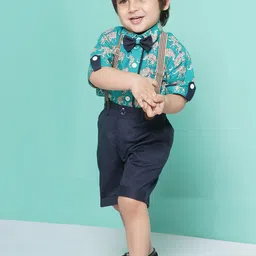 Aj DEZInES Boys Printed Shirt with Shorts & Suspenders Clothing Set-image-77