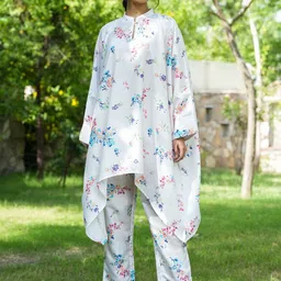 Yufta Floral Printed Oversized Kaftan Tunic With Trousers-picture-14