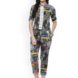 KALINI Printed Collar Neck Top & Trousers Co-Ords-image-55