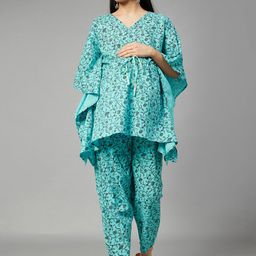 Aaheli Floral Printed Maternity Kaftan Top & Trouser Co-Ords-image-20
