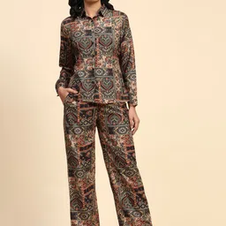 BAESD Ethnic Printed Crop Top With Collar Shirt & Trousers-picture-11