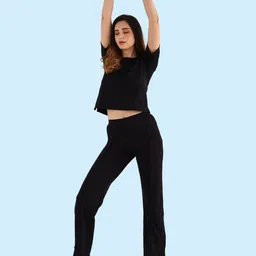 Nite Flite Round Neck Short Sleeves Pure Cotton Top With Trousers-image-65
