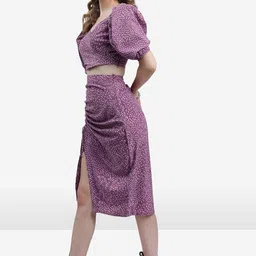 KETCH Geometric Printed Crop Top & Skirt-image-82