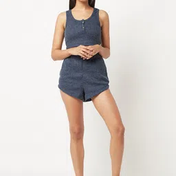 HOUSE OF S Round Neck Sleeveless Ribbed Top & Slip-On Shorts-image-70