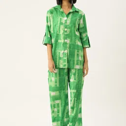 Sleek Italia Abstract Printed Roll Up Sleeve Shirt & Trouser-20