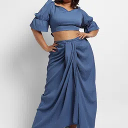 Instafab Plus Sweetheart Neck Crop Top & Skirt-picture-14