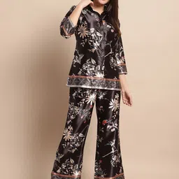 Claura Black & White Floral Printed Shirt With Trousers-image-48