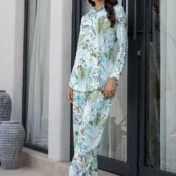 Divena Floral Printed Spread Collar Shirt With Trousers-picture-53