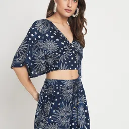 VELDRESS Printed V-Neck Top With Shorts-34