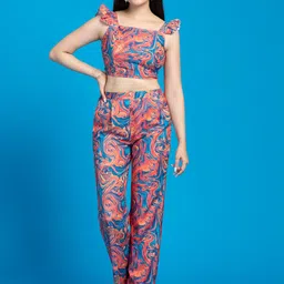 OCTICS Printed Crop-Top With Trouser Co-Ords-picture-25