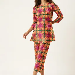 Sleek Italia Ethnic Motifs Printed Top With Trousers Co-Ords-picture-9