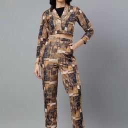 TRYMISFIT Abstract Printed Top With Trouser Co-Ords-picture-2