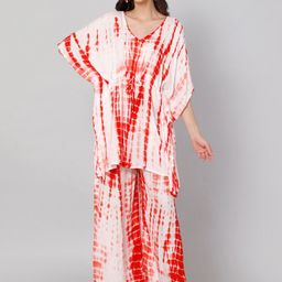Aditi Wasan Tie & Dyed V-Neck Kaftan Top & Palazzo-image-68