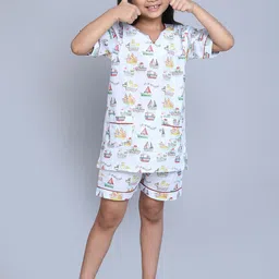 BAESD Girls Printed Pure Cotton Top With Shorts Night Suits-picture-14