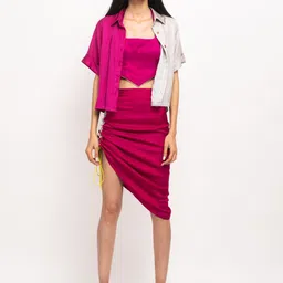 Neora Colorblocked Top & Skirt with Shirt Co-Ord Set-image-33