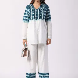 Zolo Label Tie & Dye Pure Cotton Tunic With Palazzos-picture-57