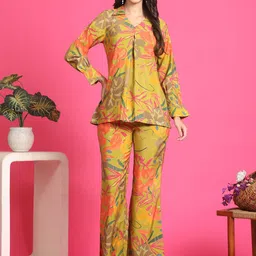 Claura Printed Chanderi Silk Tunic & Trousers-5