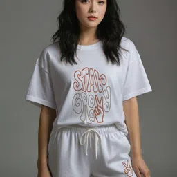 KRAASA Cotton Printed T-shirt With Shorts-image-26