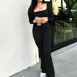 LULU & SKY Square Neck Long Sleeves Top With Trousers-image-7