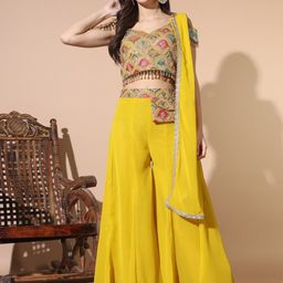 Chhabra 555 Embroidered Crop Top & Trousers with Dupatta-picture-27