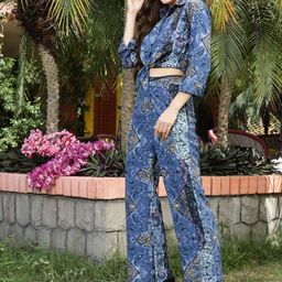 Sera Abstract Printed Shirt With Trouser-image-3