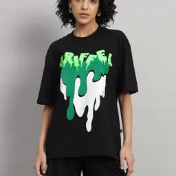 GRIFFEL Graphic Printed Pure Cotton Oversized T-shirt With Shorts Co-Ords-picture-18