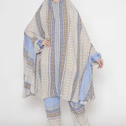 SANASH Collections Printed Hooded Abaya Style Co-Ords-image-3