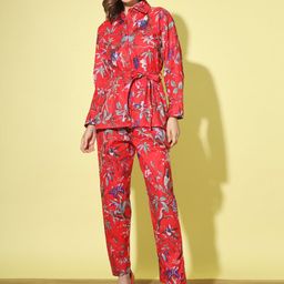 SEPHANI Floral Printed Pure Cotton Shirt With Trouser Co-Ords-picture-49