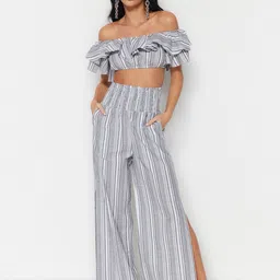 Trendyol Vertical Striped Top With Palazzo Co-Ords-image-17