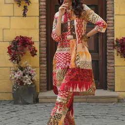 Rain & Rainbow Ethnic Motifs Printed Pure Cotton Tunic With Tourers Co-Ords-picture-33