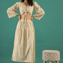 Sangria Printed Pure Cotton Top With Skirt Co-Ords-image-46