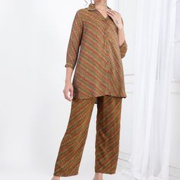 Bani Women Striped Shirt Collar Tunic With Trouser Co-Ords-image-66
