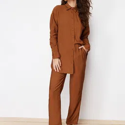 Trendyol Shirt Collar Long Sleeves Shirt With Trousers-image-52