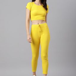 GUTI Women Ribbed Crop Top &Trouser Co-Ord-image-68