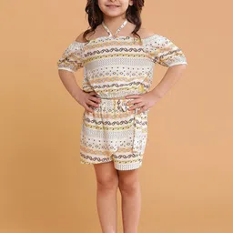 TALES & STORIES Girls Printed Off-Shoulder Top With Shorts-image-23