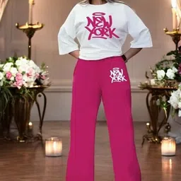 My Swag Printed Relaxed-Fit Round Neck T-Shirt & Trouser Co-Ord Set-picture-35