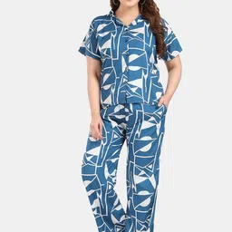 Fabme Geometric Printed Pure Cotton Cotton Night Suit-image-30