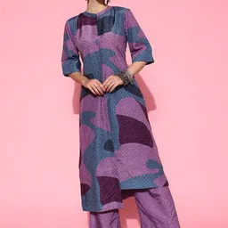 Varanga Printed A-Line Kurta With Trousers Set-3