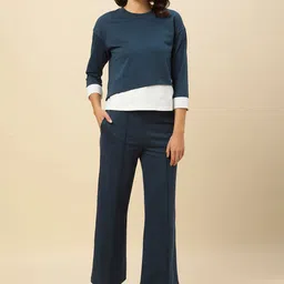 Chemistry Drop Shoulder Layered Pure Cotton Sweatshirt With Trousers-image-29