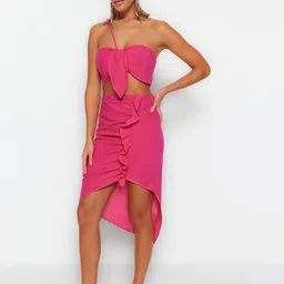 Trendyol One Shoulder Pure Cotton Top With Skirt-image-38