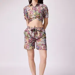 Mitera Printed Crepe Cotton Shirt & Shorts Co-Ords-picture-18