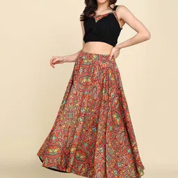 ZNX Clothing Crop Top With Ethnic Motifs Printed Skirt Co-Ords-7