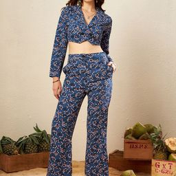 KASSUALLY Floral Printed Crop Jacket With Trouser-image-15