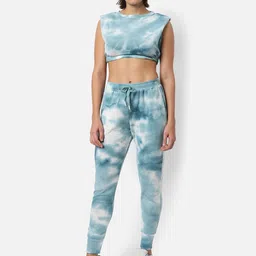 Campus Sutra Women Blue & White Tie dye Printed Pure Cotton Co-Ords-picture-5