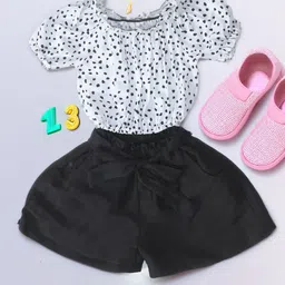 BAESD Cotton Printed Linen Puff Sleeves Top with Shorts-image-81