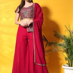 Chhabra 555 Embroidered Sleeveless Top with Palazzos And Dupatta-picture-13