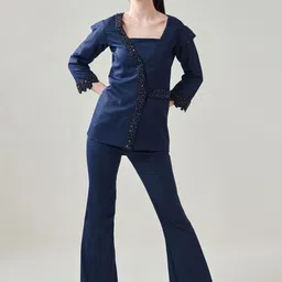 ONE KNOT ONE Sleeveless Top & Embellished Blazer With Trouser-picture-11
