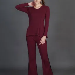 Chemistry V-Neck Top With Trousers-20